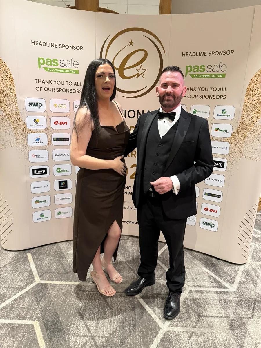 Ellie Kinson and Tristan Jones at the National Energy Efficiency Awards 2026